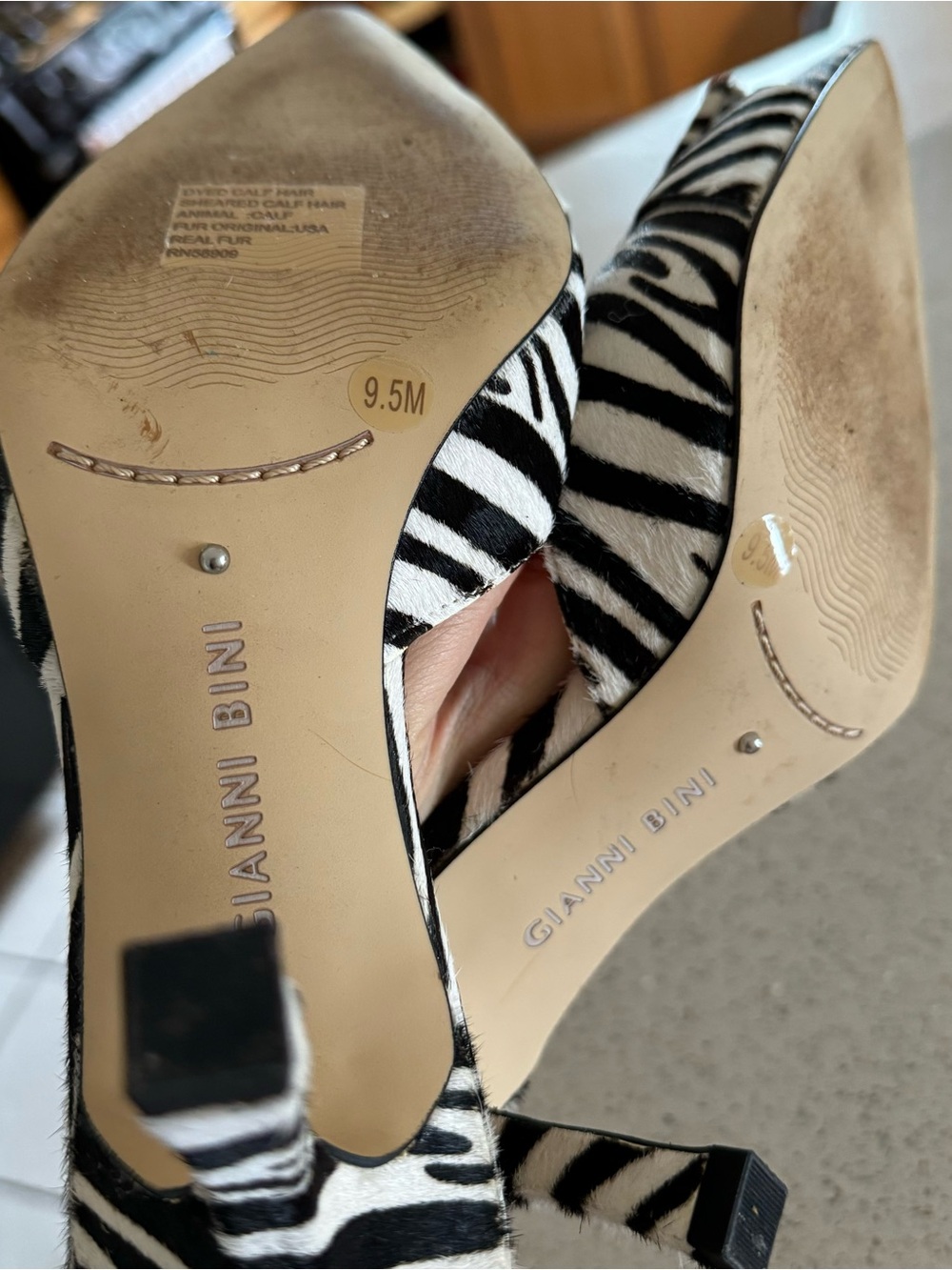 Gianni Bini Calf Hair Zebra Print Mule Herls - Picture 5 of 6